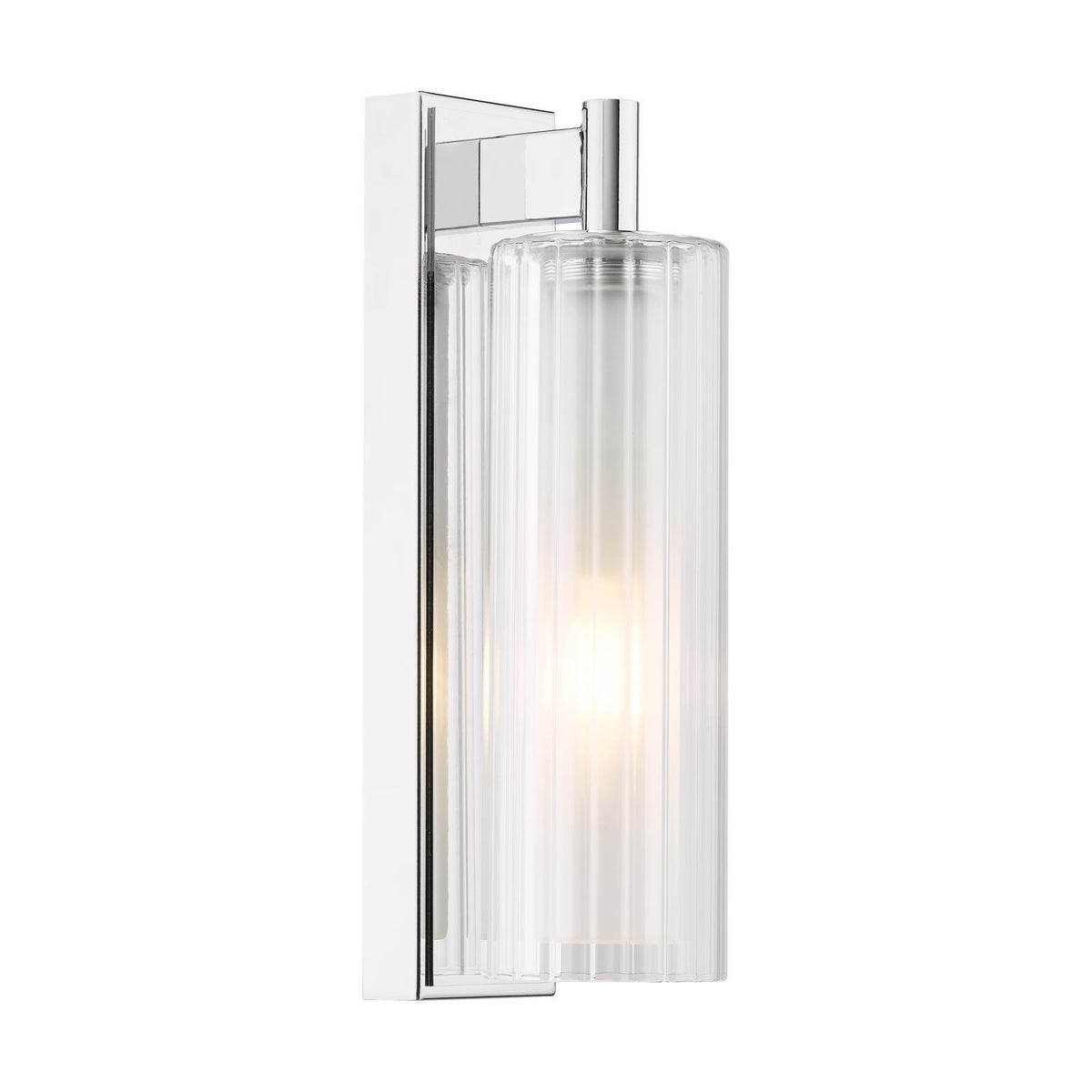 Dar Bevin Bathroom Wall Light Polished Chrome and Ribbed Glass IP44