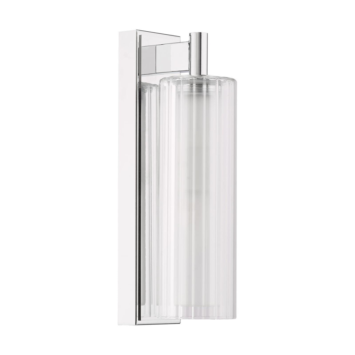 Dar Bevin Bathroom Wall Light Polished Chrome and Ribbed Glass IP44