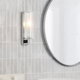 Dar Bevin Bathroom Wall Light Polished Chrome and Ribbed Glass IP44