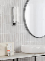 Dar Bevin Bathroom Wall Light Polished Chrome and Ribbed Glass IP44