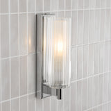 Dar Bevin Bathroom Wall Light Polished Chrome and Ribbed Glass IP44