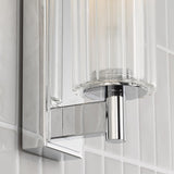 Dar Bevin Bathroom Wall Light Polished Chrome and Ribbed Glass IP44