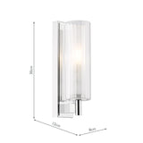 Dar Bevin Bathroom Wall Light Polished Chrome and Ribbed Glass IP44