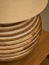 Garden Trading Brookend Ridged Mango Wood Table Lamp White Wash, with Shade