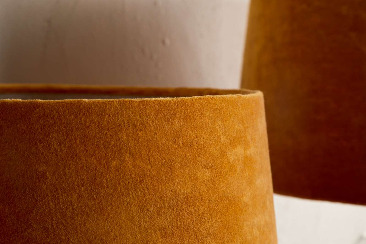 Nkuku Batakha Velvet & Linen Lampshade Dark Ochre Small