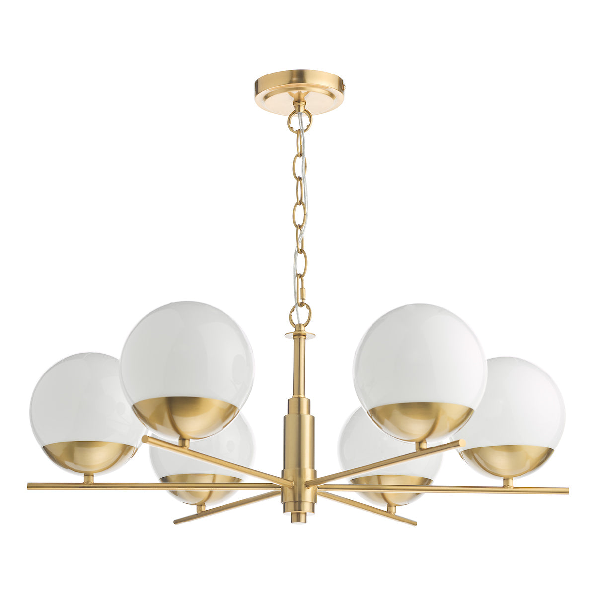 Dar Bombazine 6 Light Pendant Natural Brass and Opal Glass –  from Amos Lighting + Home