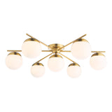 Dar Bombazine 7 Light Semi-Flush Natural Brass and Opal Glass –  from Amos Lighting + Home