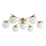 Dar Bombazine 7 Light Semi-Flush Natural Brass and Opal Glass –  from Amos Lighting + Home