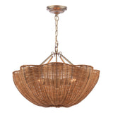 Joules Braywick 3 Light Pendant Satin Bronze and Rattan shade