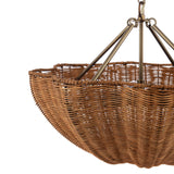 Joules Braywick 3 Light Pendant Satin Bronze and Rattan shade