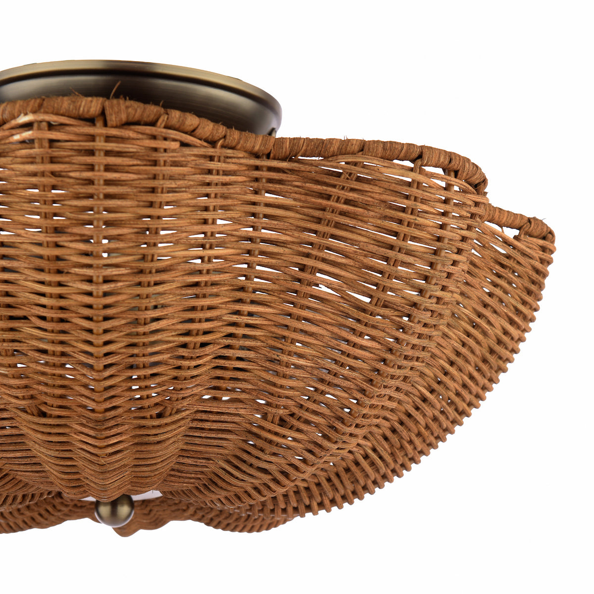 Joules Braywick 2 Light Flush Satin Bronze and Rattan Shade