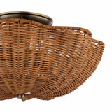 Joules Braywick 2 Light Flush Satin Bronze and Rattan Shade