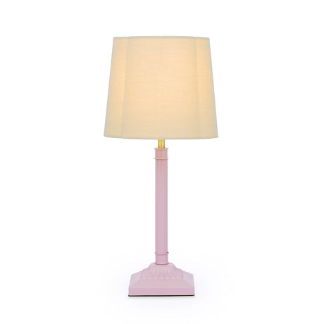 Joules Buscot Table Lamp Matt Pink and Matt With Linen Shade