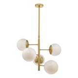 Dar Bombazine 5 Light Pendant Natural Brass and Opal –  from Amos Lighting + Home