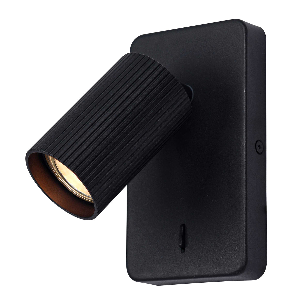 Franklite Broadway Single Spotlight matt black with black ribbed sleeve