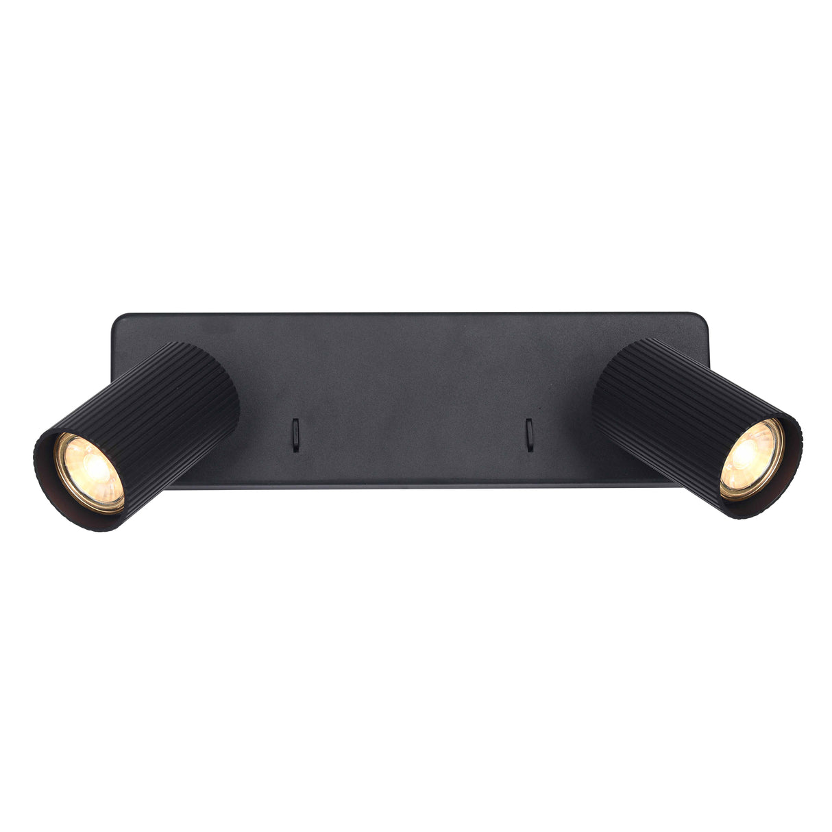 Franklite Broadway Twin Spotlight Matt Black with black ribbed sleeve