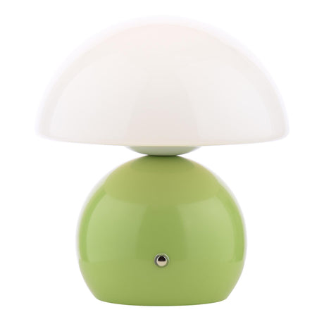 Dar Caesar Rechargeable Table Lamp Green and Opal Glass LED