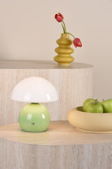 Dar Caesar Rechargeable Table Lamp Green and Opal Glass LED