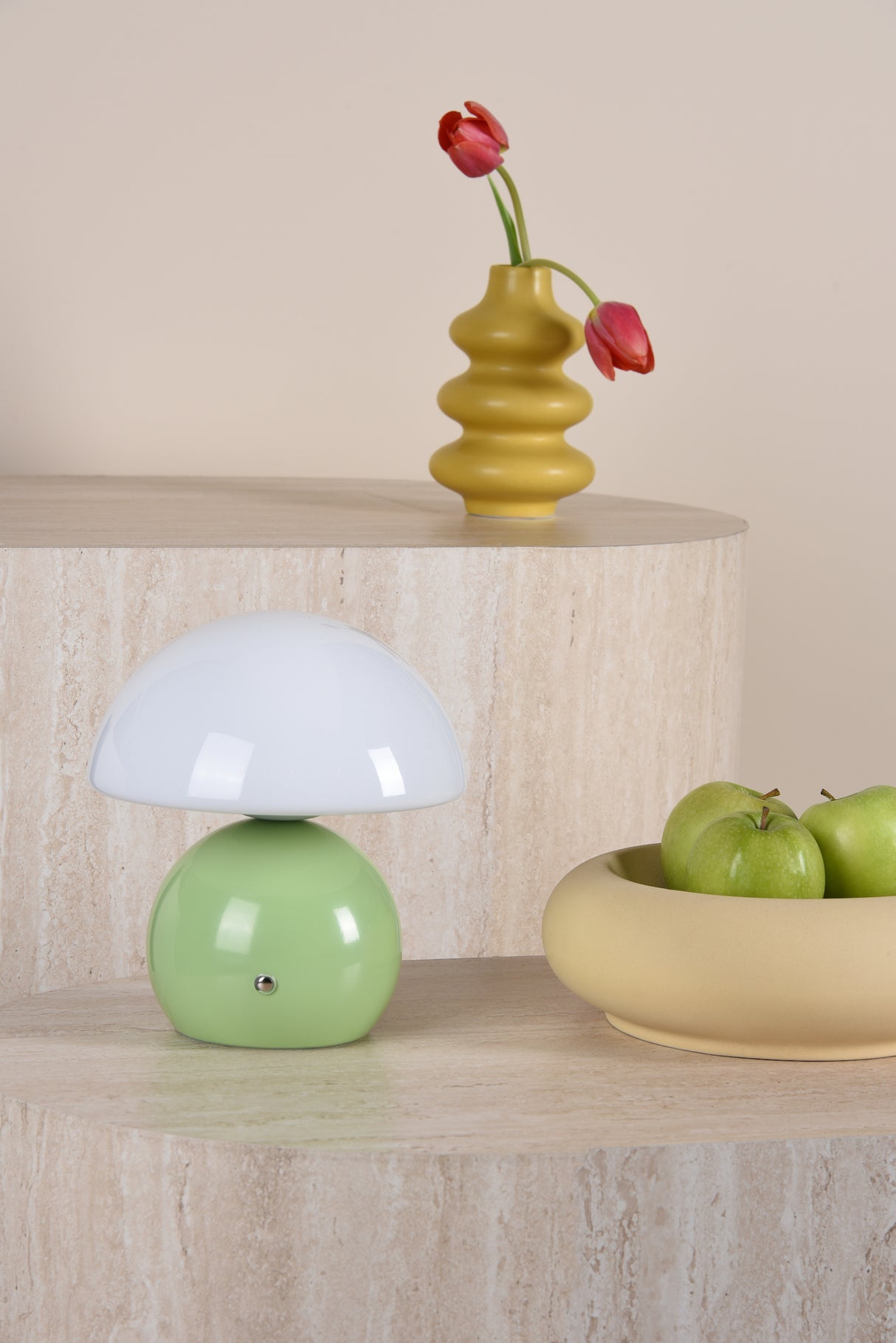 Dar Caesar Rechargeable Table Lamp Green and Opal Glass LED