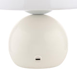 Dar Caesar Rechargeable Table Lamp White and Opal Glass LED