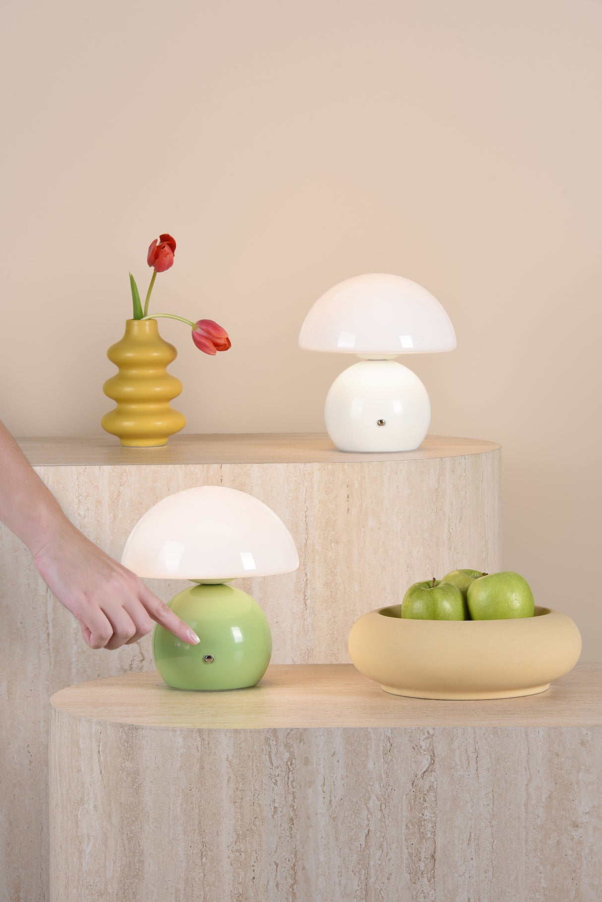 Dar Caesar Rechargeable Table Lamp White and Opal Glass LED