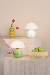 Dar Caesar Rechargeable Table Lamp White and Opal Glass LED
