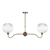 Dar Caliro 2 Light Bar Pendant Antique Bronze with Ribbed Globe Glasses