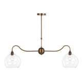 Dar Caliro 2 Light Bar Pendant Antique Bronze with Globe Glasses