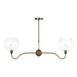 Dar Caliro 2 Light Bar Pendant Antique Bronze with Globe Glasses