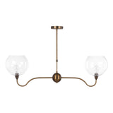 Dar Caliro 2 Light Bar Pendant Antique Bronze with Globe Glasses