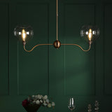 Dar Caliro 2 Light Bar Pendant Antique Bronze with Globe Glasses