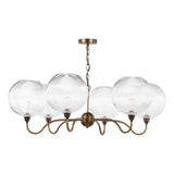 Dar Caliro 6 Light Pendant Antique Bronze with Ribbed Glass Globe Shades