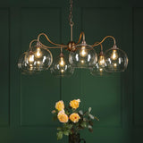 Dar Caliro 6 Light Pendant Antique Bronze with Large Globe Glass Shades