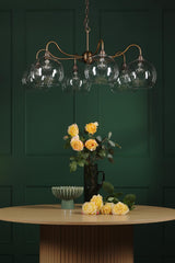 Dar Caliro 6 Light Pendant Antique Bronze with Large Globe Glass Shades