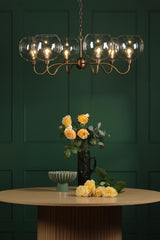 Dar Caliro 6 Light Pendant Antique Bronze with Large Globe Glass Shades
