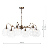 Dar Caliro 6 Light Pendant Antique Bronze with Large Globe Glass Shades