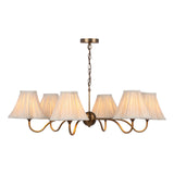 Dar Caliro 6 Light Pendant Antique Bronze with Taupe Pleated Scallop Shades
