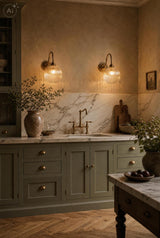 Dar Caliro Wall Light Antique Bronze with Ribbed Glass Globe Shade