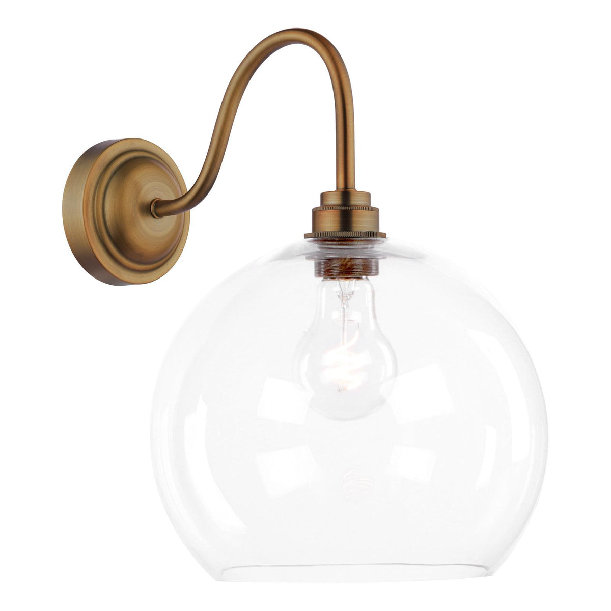 Dar Caliro Wall Light Antique Bronze with Glass Globe Shade