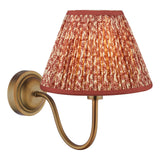 Dar Caliro Wall Light Antique Bronze with Red Leaf Print Pleated Shade