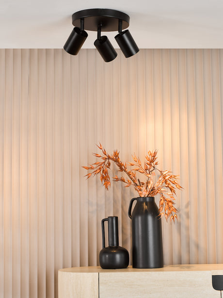 Dar Cawley 3 Light Plate Spotlight Matt Black