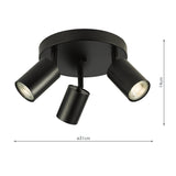 Dar Cawley 3 Light Plate Spotlight Matt Black