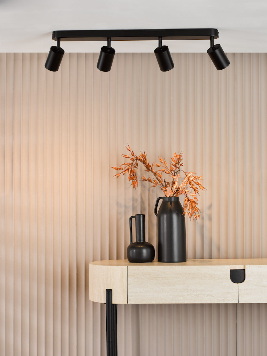 Dar Cawley 4 Light Plate Spotlight Matt Black