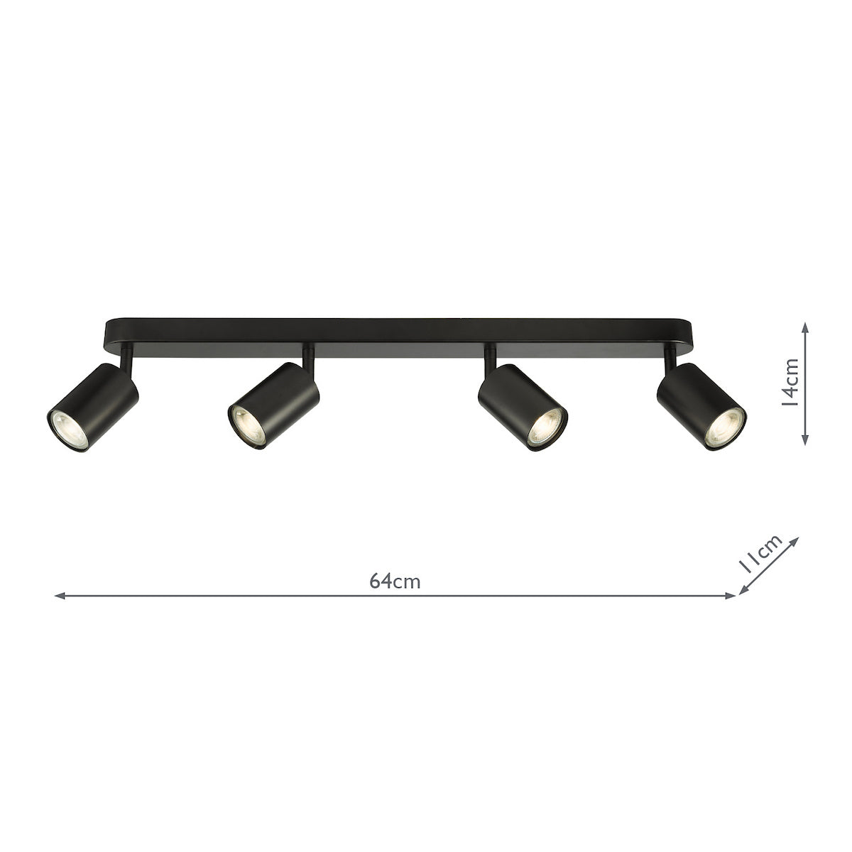 Dar Cawley 4 Light Plate Spotlight Matt Black