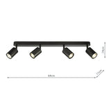 Dar Cawley 4 Light Plate Spotlight Matt Black
