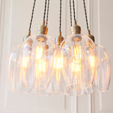 Amos Lucid Antique Brass & Clear Glass 7 Light Cluster