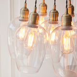 Amos Lucid Antique Brass & Clear Glass 7 Light Cluster