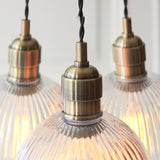 Amos Lucid Antique Brass & Clear Ribbed Glass 3 Light Cluster
