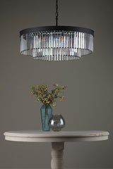 Dar Celeus 8 Light Pendant Chandelier Anthracite & Crystal –  from Amos Lighting + Home