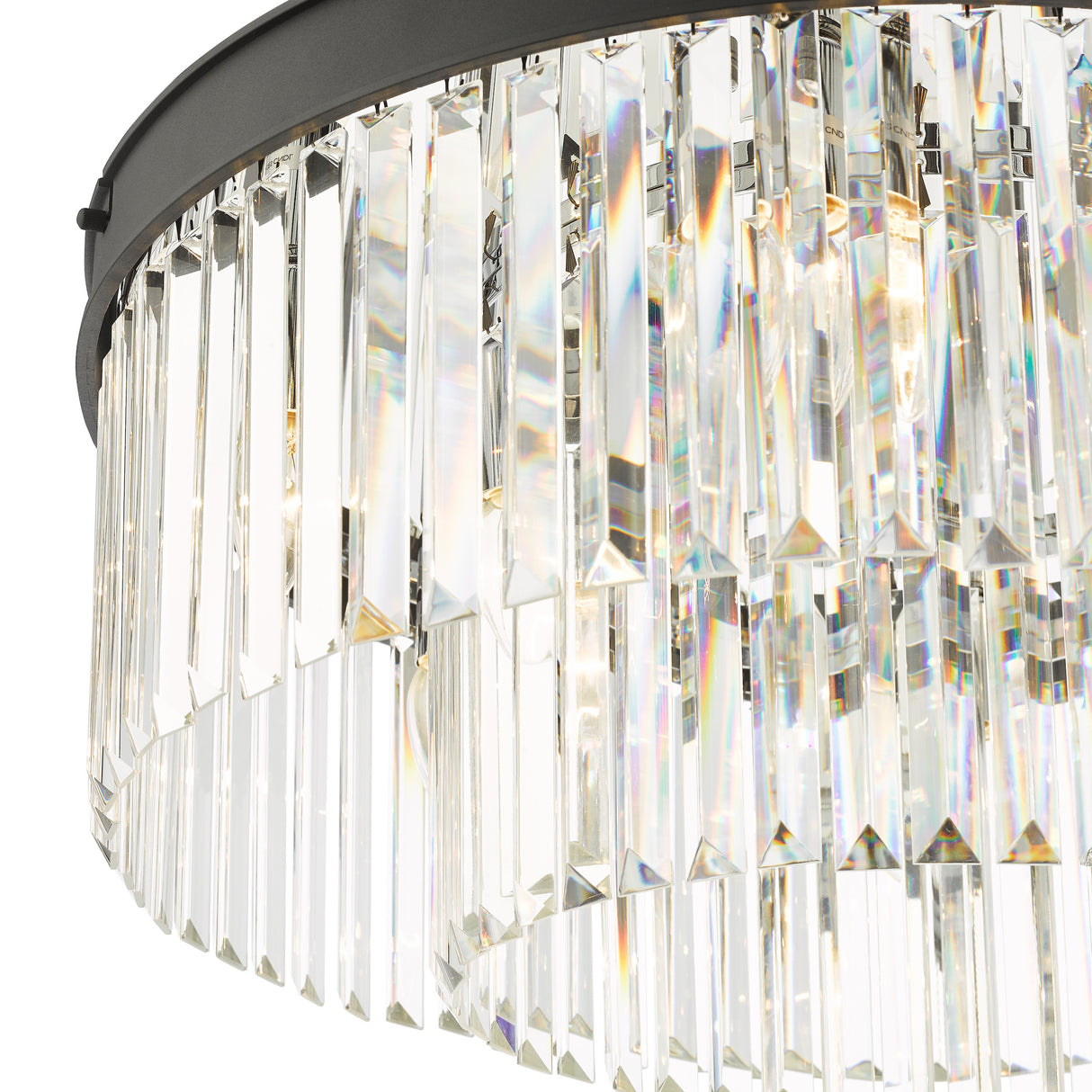 Dar Celeus 6 Light Flush Chandelier Anthracite & Crystal